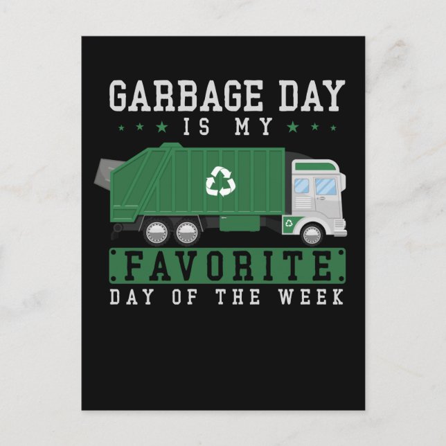 Carte Postale Garbage Truck Enfants Garçons Recyclage Camion (Devant)
