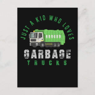 Carte Postale Garbage Truck Enfants Garçons Recyclage Camion