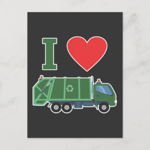 Carte Postale Garbage Truck Love Kids Trash Recycling Driver