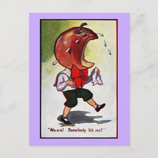 Carte Postale Garçon à tête pomme Bitten (Devant)