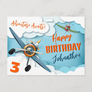 Carte Postale Garçon anniversaire pilote d'avion de chasse