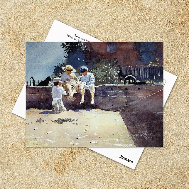 Carte Postale Garçon au chaton Winslow Homer (Créateur téléchargé)