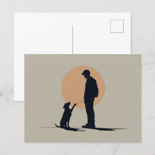 Carte Postale Garçon avec art chien