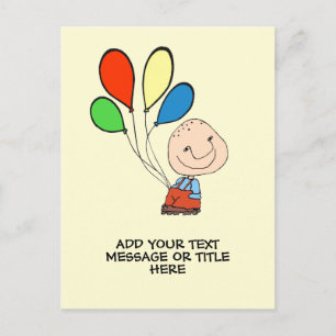 Carte Postale Garçon avec ballons Ajoutez votre texte