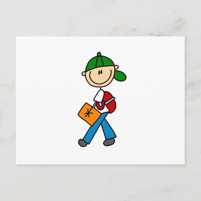 Carte Postale Garçon avec cartable (Devant)