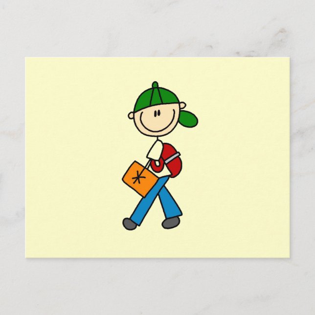 Carte Postale Garçon avec cartable (Devant)