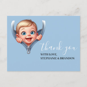Carte Postale Garçon bébé jeter un oeil sur le Merci de Baby sho