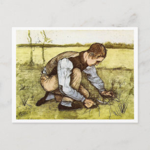 Carte Postale Garçon coupant l'herbe avec la faucille, Vincent v