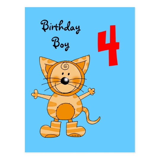 Carte Postale Garcon D Anniversaire De 4 Ans Zazzle Fr