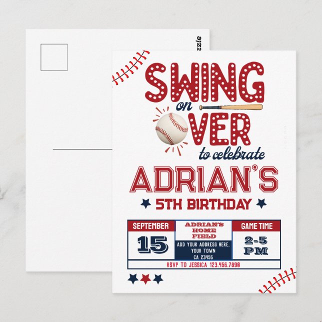 Carte Postale Garçon d'anniversaire de baseball (Devant / Derrière)