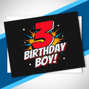 Carte Postale Garçon d'anniversaire Super-héros - 3 ans - 3e ann