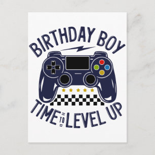 Carte Postale Garçon d'anniversaire Temps de passer au niveau su