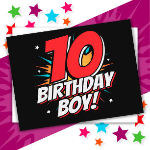 Carte Postale Garçon de 10 ans super-héros Anniversaire 10e anni