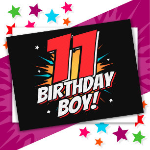 Carte Postale Garçon de 11 ans Anniversaire Super-héros 11e Anni