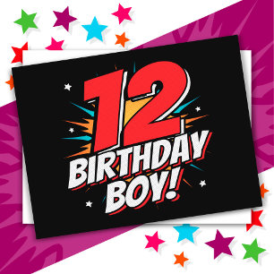 Carte Postale Garçon de 12 ans pour fête d'anniversaire de super