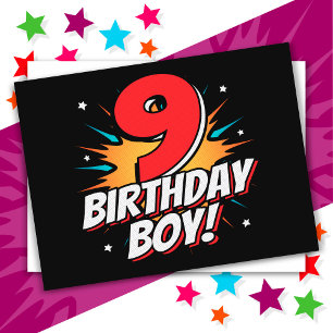 Carte Postale Garçon de 9 ans super-héros Anniversaire 9e annive