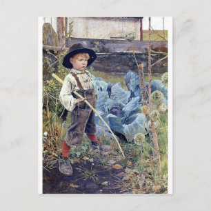 Carte Postale Garçon en Chou Jardin peinture