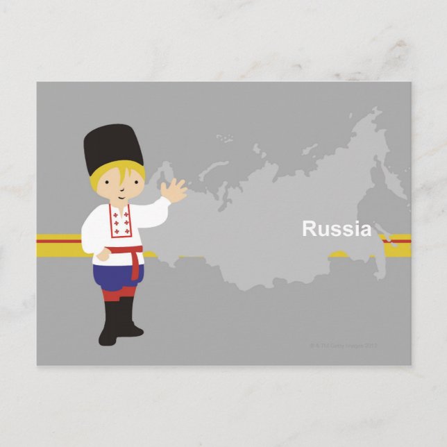 Carte Postale Garçon en vêtements russes traditionnels devant (Devant)