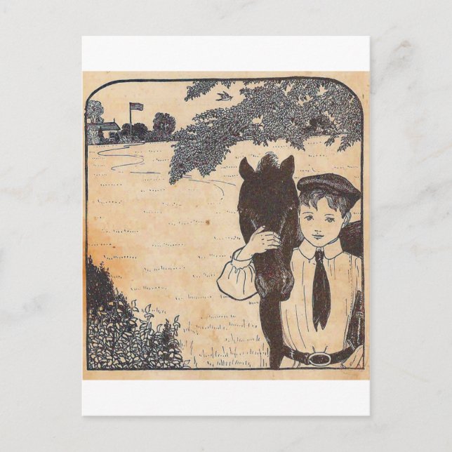 Carte Postale Garçon et cheval (Devant)