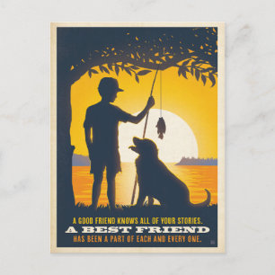 Carte Postale Garçon et son chien