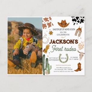 Carte Postale Garçon Ma Première Fête de Rodéo photo Cowboy 1er 