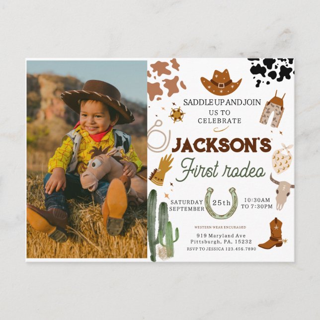 Carte Postale Garçon Ma Première Fête de Rodeo photo Cowboy 1er  (Devant)
