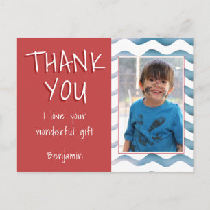 Carte Postale Garçon mignon Merci Photo d'anniversaire
