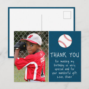 Carte Postale Garçon Photo Baseball Balle Merci Anniversaire