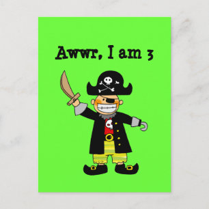 Carte Postale garçon pirate de 3 ans