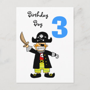 Carte Postale garçon pirate de 3 ans