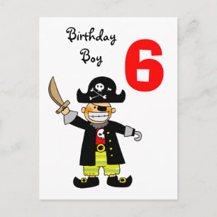Carte Postale garçon pirate de 6 ans