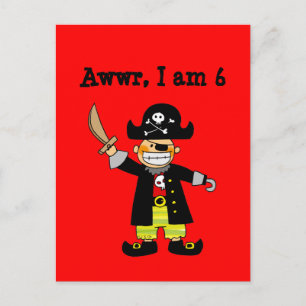 Carte Postale garçon pirate de 6 ans