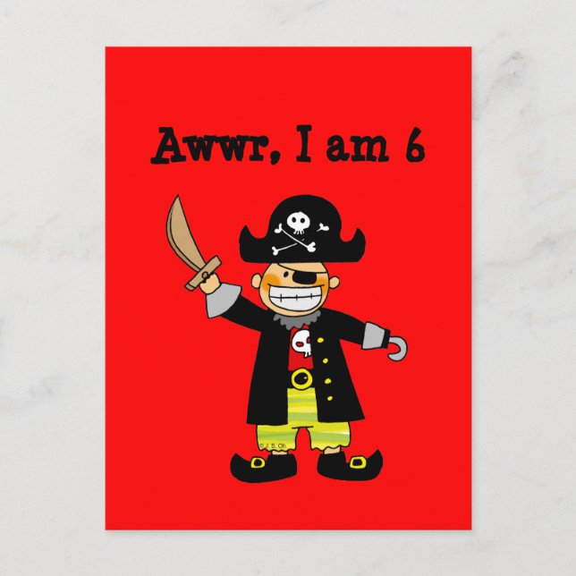 Carte Postale garçon pirate de 6 ans (Devant)