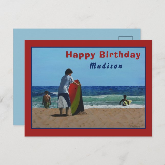 Carte postale Garçon sur la plage - Option personn (Devant / Derrière)