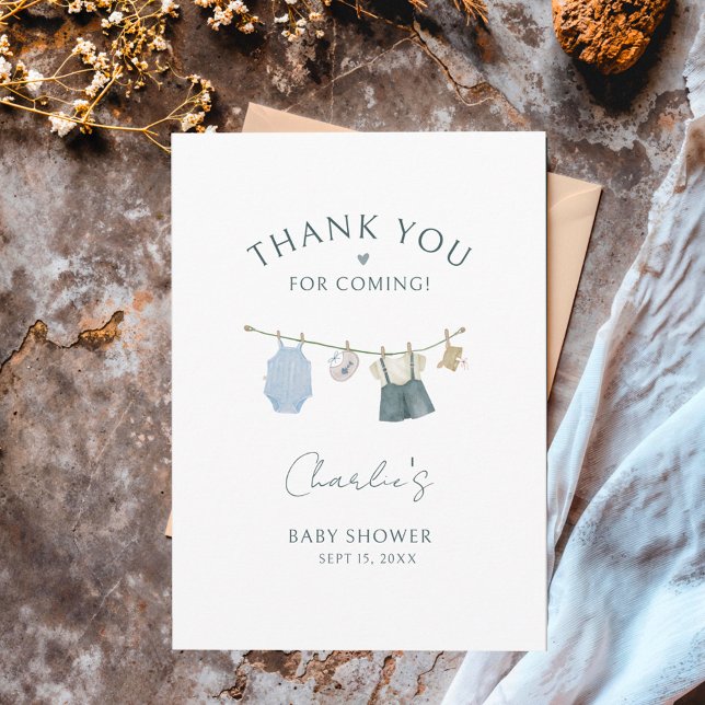 Carte Postale Garçon Vêtements Simples Aquarelle Baby Shower (Créateur téléchargé)