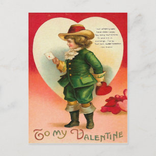 Carte Postale Garçon vintage avec coeur