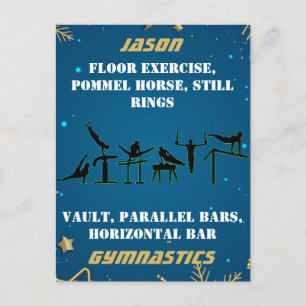 Carte Postale Garçons Blue Gold Gymnastique d'hiver Personnalisé
