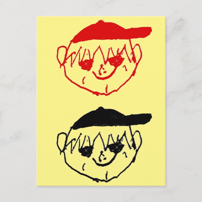 Carte Postale Garçons jaunes avec casquettes de baseball en fête (Devant)