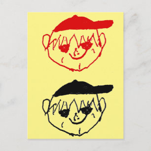 Carte Postale Garçons jaunes avec casquettes de baseball fête