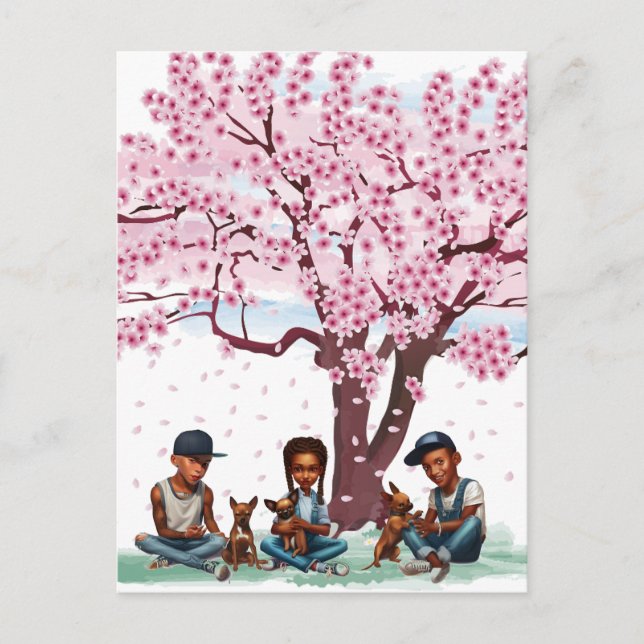 Carte Postale Garçons latinos avec Chihuahuas (Devant)