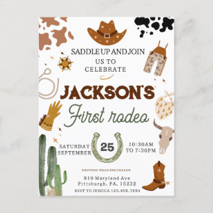 Carte Postale Garçons Ma Première Fête de Rodeo de Cow-boy 1er A