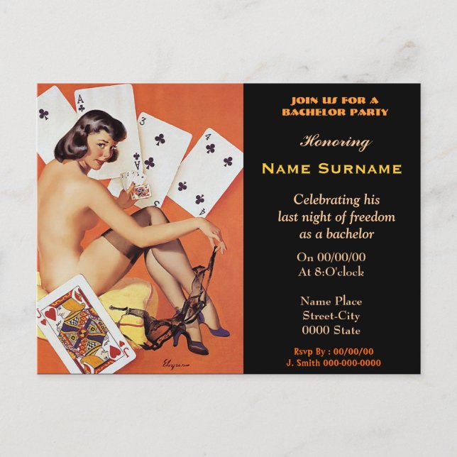 Carte Postale Garçons Poker Night, garçons nuit dehors, STRIPCLU (Devant)