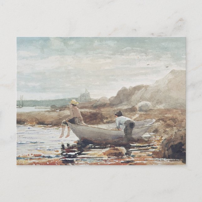 Carte Postale Garçons sur la plage (Devant)