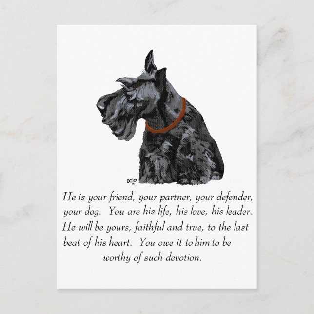 Carte Postale Garde de Terrier Écossais - Chien MÂLE (Devant)