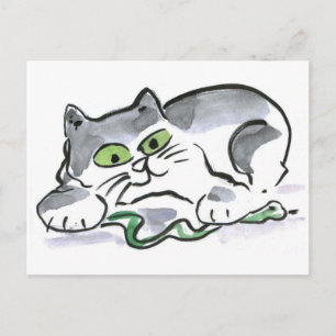 Carte Postale Garden Snake and the Curious Kitten