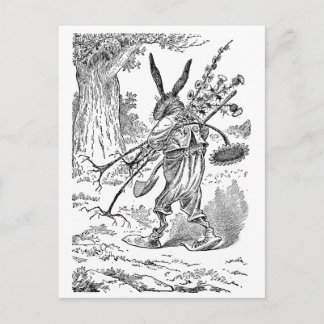 Carte Postale Gardener de lapin avec Plantes désemparés