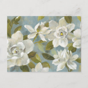 Carte Postale Gardenias sur bleu ardoise