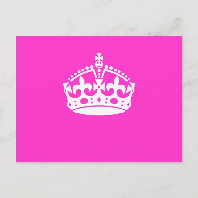 Carte Postale GARDER CALM CROWN Royal Icon sur Pink Personnalise (Devant)