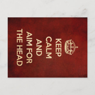 CARTE POSTALE GARDER CALME ET OBJECTIF POUR LA TÊTE ROUGE