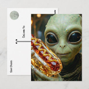 Carte Postale Garder le Contact   Extraterrestre avec Hotdog Cri